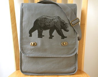 Bear Canvas Messenger Bag for Men Laptop Bag Bag for Women