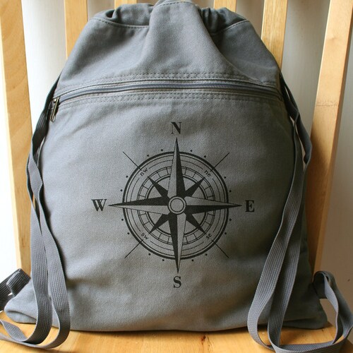 Nautical Compass Rose Canvas Backpack Gym Bag Book Bag Etsy