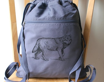 Wolf Canvas Backpack School Bag Laptop Backpack