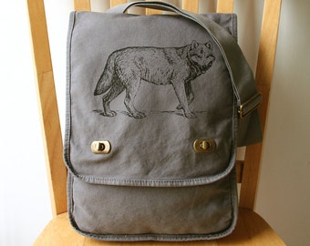 Wolf Canvas Messenger Bag Laptop Bag