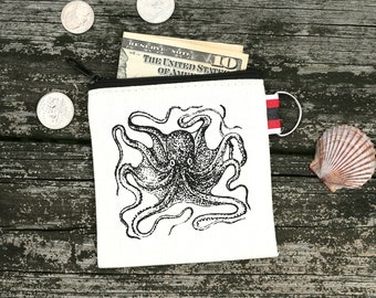 Octopus Coin Purse Small Zipper Pouch - Gift for Octopus Lover