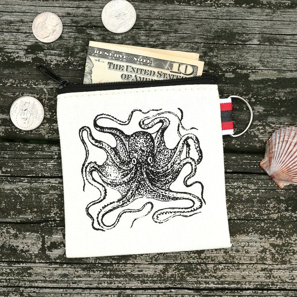 Octopus Coin Purse Small Zipper Pouch - Gift for Octopus Lover