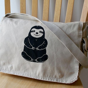 Sloth Canvas Messenger Bag Laptop Bag Crossbody Bag