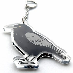 Crow Raven Bird Acrylic Keychain Charm Double-Sided Gift for Crow Raven Lover image 3