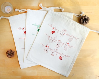 Bolsas de regalo reutilizables con gatos navideños 10 x 12