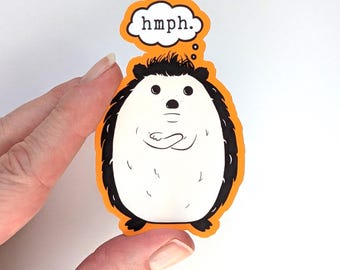 Pegatina de vinilo de erizo para portátil o botella de agua.