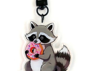Llavero acrílico con dije de mapache