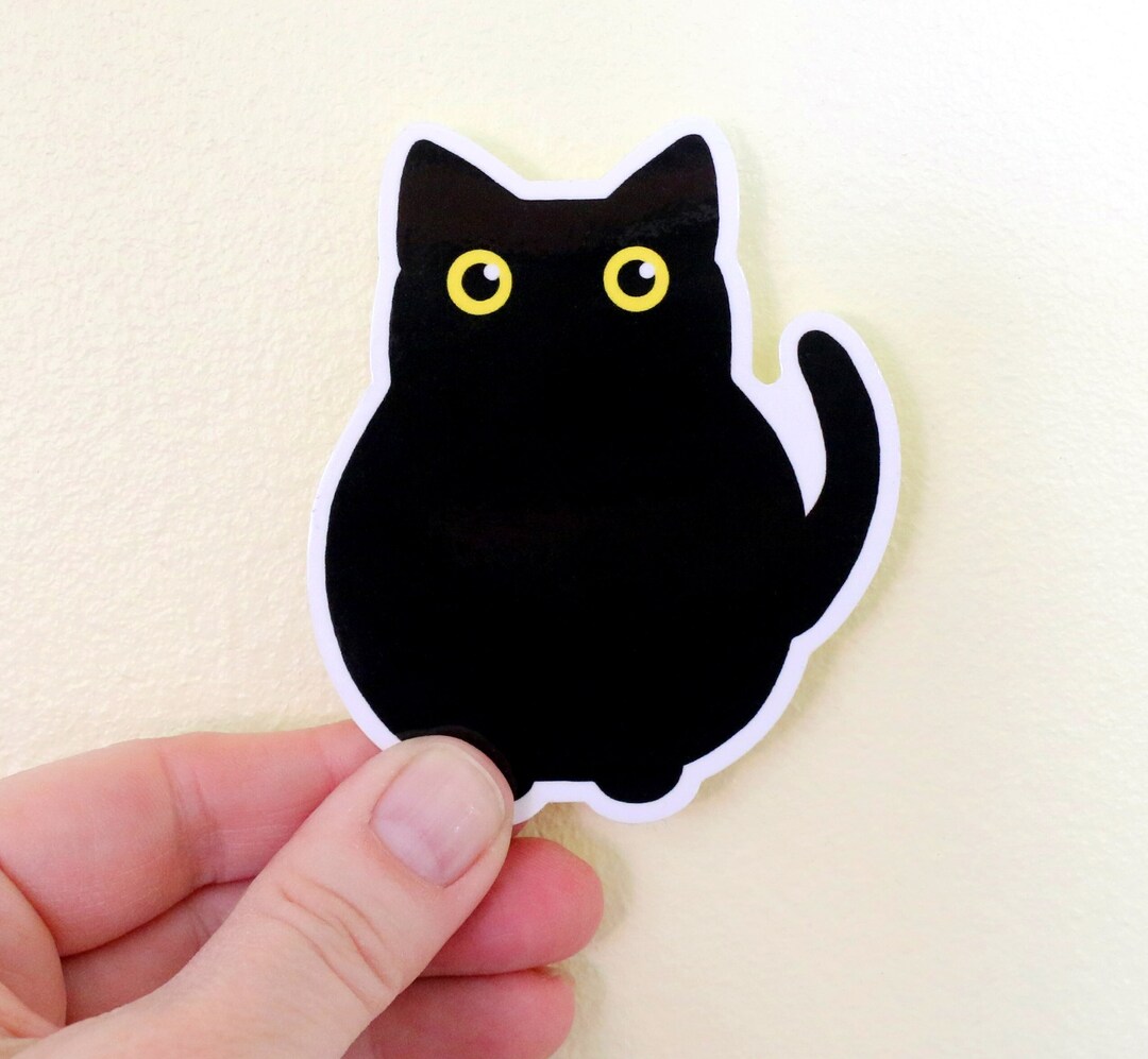 Black Cat Sticker Vinyl Laptop Water Bottle Decal Halloween - Etsy