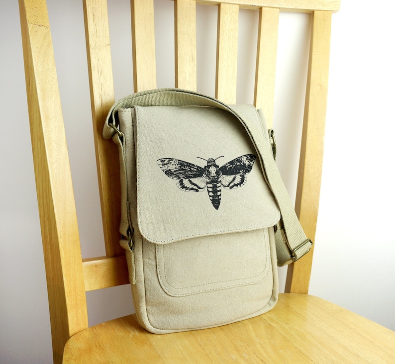 Death's Head Moth Tech Bag Small Purse Crossbody Shoulder Tablet Bag image 1