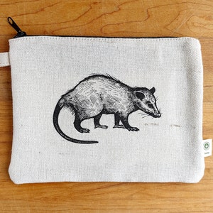 Opossum Zipper Pouch Hemp Makeup Bag