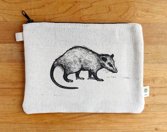 Opossum Zipper Pouch Hemp Makeup Bag