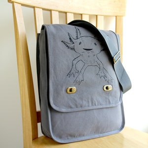 Axolotl Canvas Messenger Bag Laptop Bag image 2