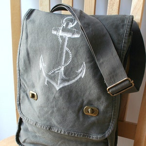 Anchor Messenger Bag Canvas Laptop Bag Gift for Her