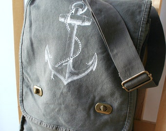 Anchor Messenger Bag Canvas Laptop Bag Gift for Her