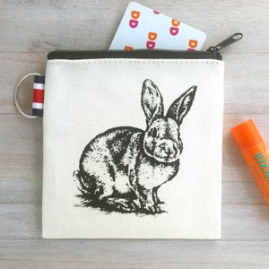 Bunny Rabbit Coin Purse Small Zipper Pouch - Cute Gift for Easter