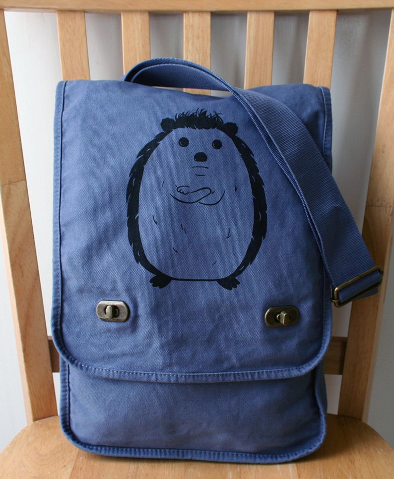 Hedgehog Canvas Messenger Bag Laptop Bag image 2