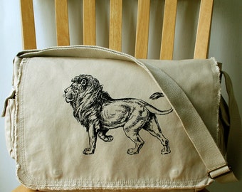 Lion Canvas Messenger Bag Diaper Bag Large Carryall Bag for Men Bag for Women