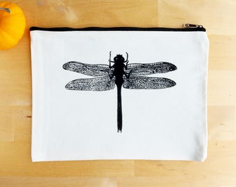 Neceser de lona con cremallera de libélula, 9" x 7"