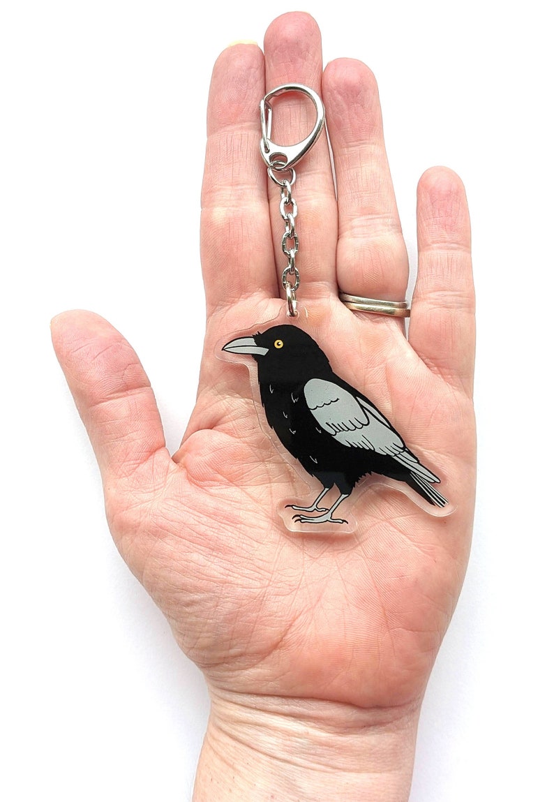 Crow Raven Bird Acrylic Keychain Charm Double-Sided Gift for Crow Raven Lover image 1
