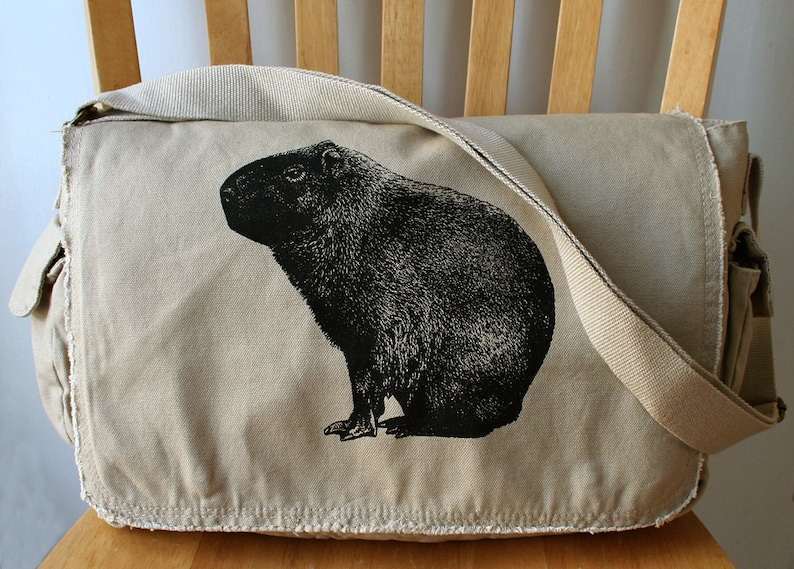 Capybara Canvas Messenger Bag image 1