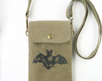 Bat Crossbody Phone Bag Small Shoulder Bag 5 x 7 Inches