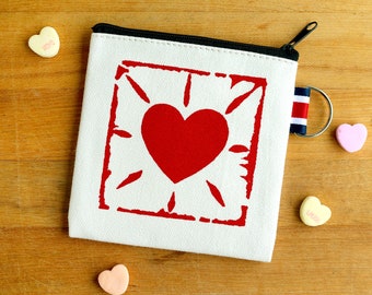 Heart Coin Purse Small Zipper Pouch Gift Card Holder - Gift for Valentine's Day