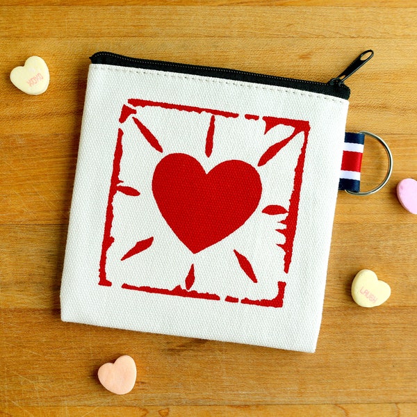 Heart Coin Purse Small Zipper Pouch Gift Card Holder - Gift for Valentine's Day