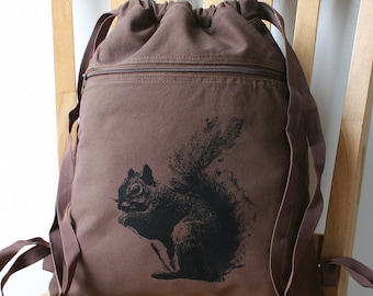 Squirrel Backpack Canvas Bag