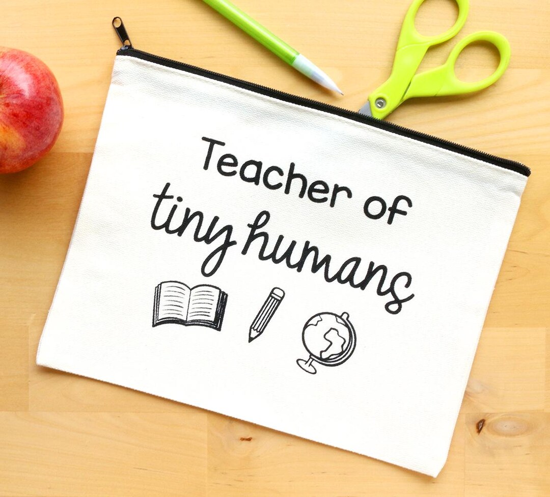 Teacher Canvas Zipper Pouch Makeup Bag 9"x 7" - Etsy