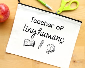 Teacher Canvas Zipper Pouch Makeup Bag 9"x 7"