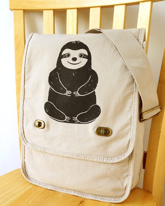 Sloth Messenger Bag Canvas Laptop Bag Shoulder Bag Etsy UK
