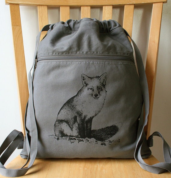 Fox Canvas Backpack Book Bag Laptop Bag Etsy