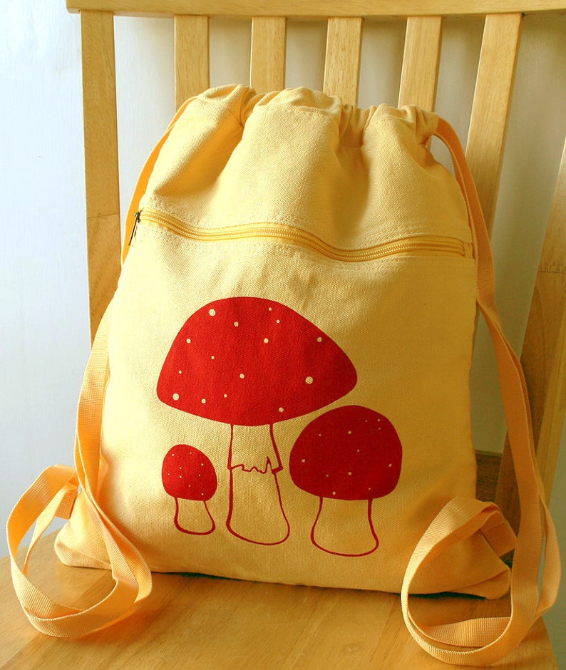 Mushroom Backpack Canvas School Bag Etsy