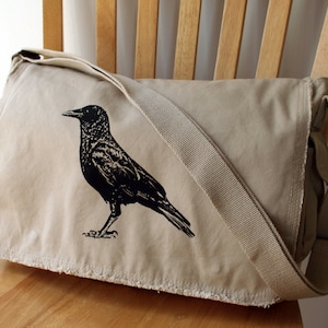 Crow Screen Printed Messenger Bag Laptop Bag