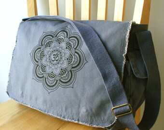 Mandala Canvas Messenger Bag Laptop Bag Crossbody Bag