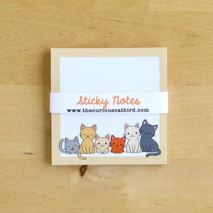 Cat Sticky Notes Notepad Gift for Cat Lover