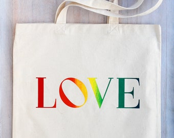 Love Canvas Tote Bag Valentine's Day Pride