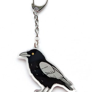 Crow Raven Bird Acrylic Keychain Charm Double-Sided Gift for Crow Raven Lover image 2