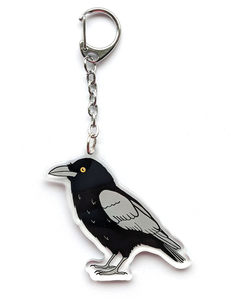 Crow Raven Bird Acrylic Keychain Charm Double-Sided Gift for Crow Raven Lover image 2