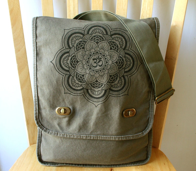 Mandala Canvas Messenger Bag Laptop Bag Shoulder Bag image 1