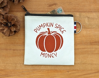 Pumpkin Spice Coin Purse Tiny Zipper Pouch
