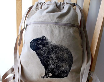 Capybara Backpack Canvas Laptop Bag - Gift for Capybara Lover
