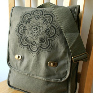 Mandala Canvas Messenger Bag Laptop Bag Shoulder Bag image 2