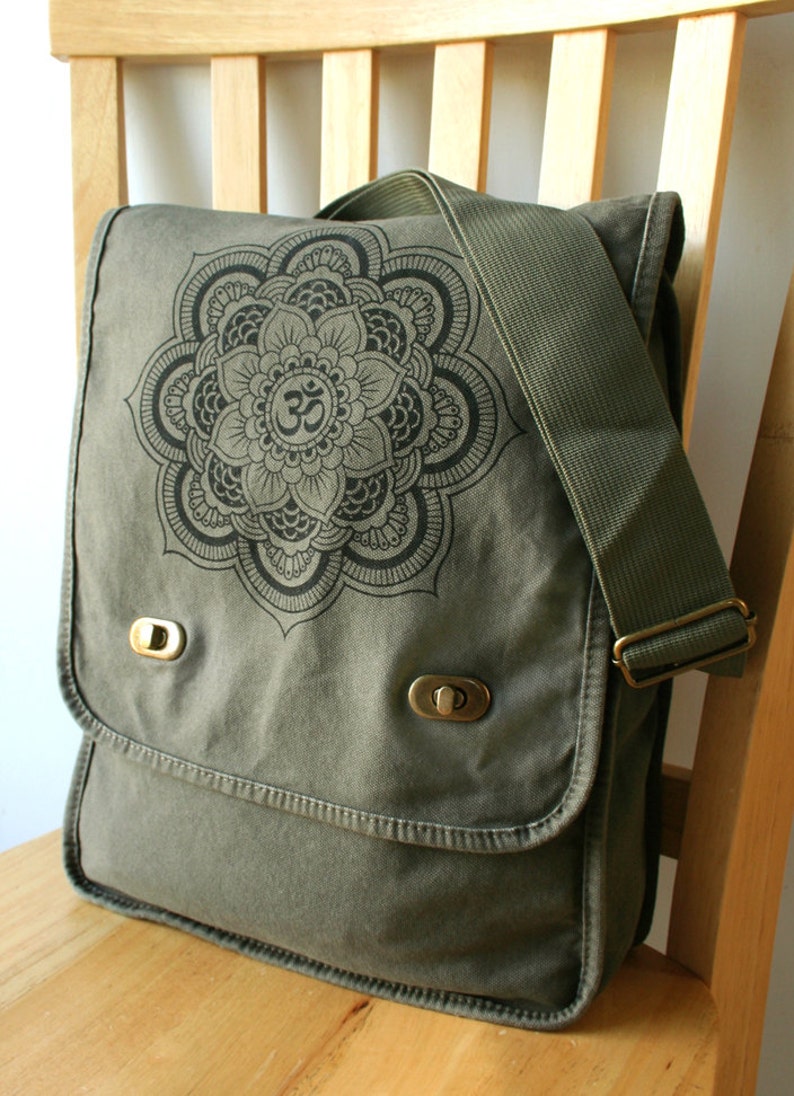 Mandala Canvas Messenger Bag Laptop Bag Shoulder Bag image 2