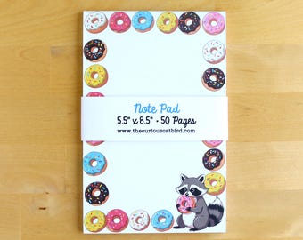 Raccoon Donut Notepad Gift for Raccoon Lover