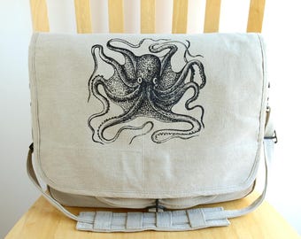 Bolso bandolera de lona con forma de pulpo
