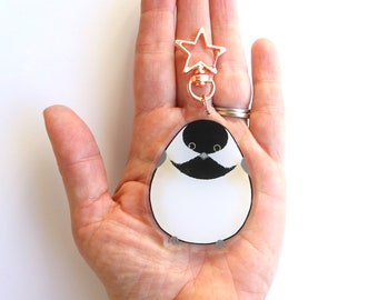 Chickadee Bird Acrylic Keychain Charm Double-Sided - Gift for Bird Lover