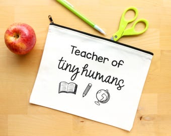 Neceser de lona con cremallera para profesora, 9" x 7"