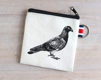 Pigeon Bird Coin Purse Small Zipper Pouch Gift Card Holder - Gift for Bird Lover