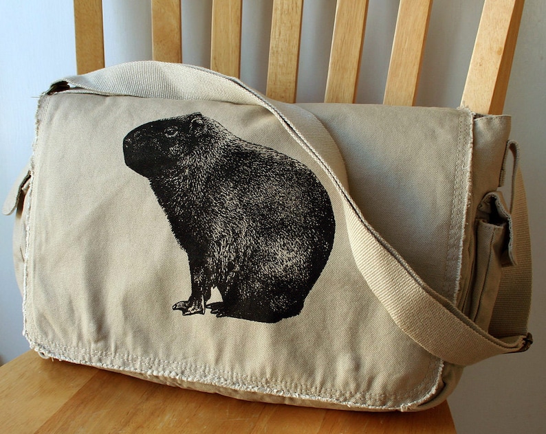 Capybara Canvas Messenger Bag image 2